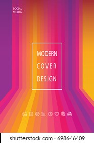 Abstract Modern multicolored background, London world championship rainbow color stripes sunset color, social media icons, dynamic perspective. Brochure cover layout vector concept minimalist design