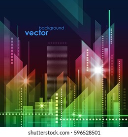 Abstract modern night City skyline, vector illustration