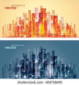 Abstract modern night City skyline, vector illustration