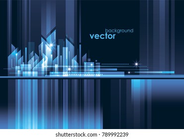 Abstract modern night City skyline, vector illustration