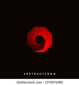 abstract modern octagonal circle logo design concept in red gradient colours