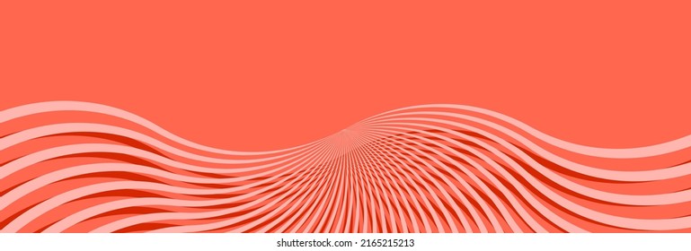 Abstract modern orange coral background with peach hue rays. Luxury long backdrop. Geometric art digital screen. Poster, banner. Futuristic wallpaper. Presentation card. Copy space. Cover design. Ads