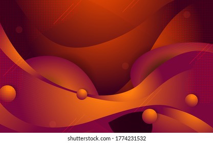 Abstract modern orange dynamic fluid background design.