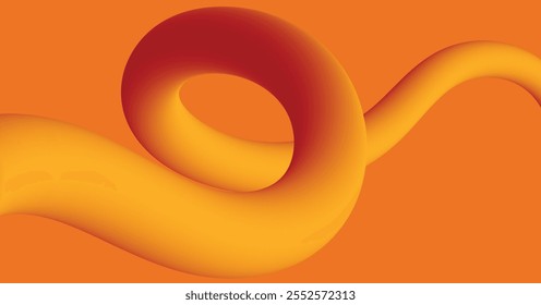Abstract Modern Orange Gradient Fluid Waves. Flowing Spiral Strokes Line Art , 3d line effect 
