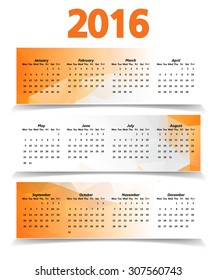 Abstract Modern Orange Triangular Polygonal 2016 calendar 