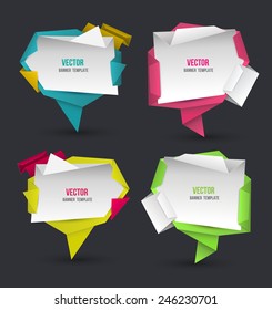 Abstract modern origami speech bubble set. Vector abstract background. Vector illustration.