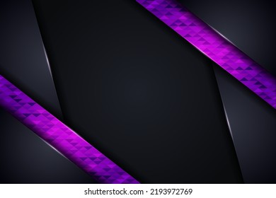 Abstract Modern Overlap Geometric Shiny Textured Purple on Dark Metallic Background Premium Template