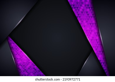 Abstract Modern Overlap Geometric Shiny Textured Purple on Dark Metallic Background