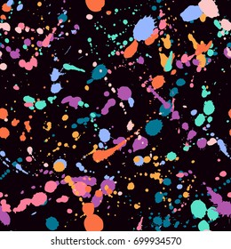 abstract modern painting seamless pattern with expressive splashes of paint. Vector Illustration 