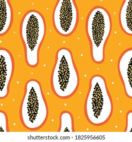 Resumen de la papaya moderna y los puntos vectoriales de fondo sin fisuras.