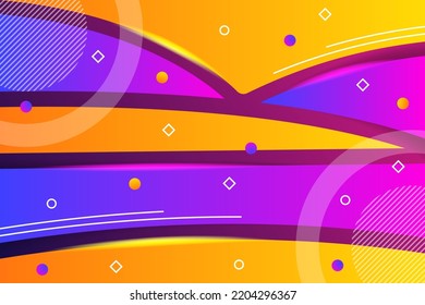 Abstract modern Paper Cut Background with Colorful Gradient. combination of Yellow and Purple Violet colors. line, circle and square element in white color. horizontal layout.