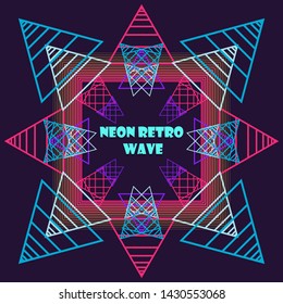 Abstract Modern pastel colored vector in 80s style. Synthwave. Vaporwave style. Neon Retrowave, retro futurism, webpunk. 