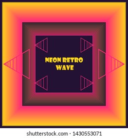 Abstract Modern pastel colored vector in 80s style. Synthwave. Vaporwave style. Neon Retrowave, retro futurism, webpunk. 