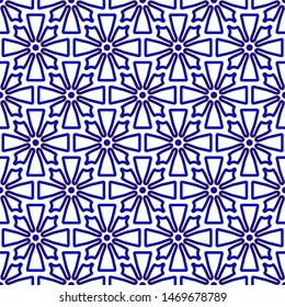 abstract modern pattern blue and white, porcelain seamless floral background, cute ceramic wallpaper decor, indigo template design for print texture and silk, pottery decor vector illustration