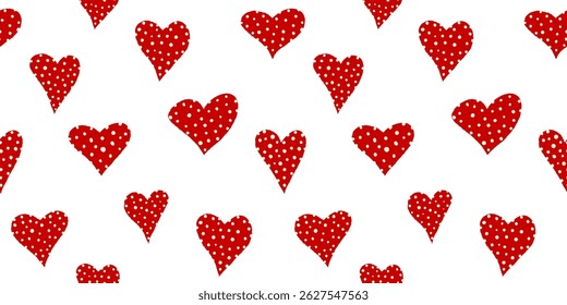 abstract modern pattern with cherry red polka dot hearts on white background for web design and wallpaper