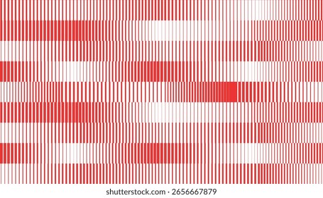An abstract and modern pattern composed of varying vertical red lines against a white background. 