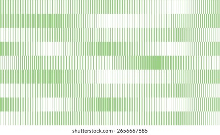 Un patrón abstracto y moderno compuesto de diversas líneas de color verde claro de Vertical sobre un fondo blanco.