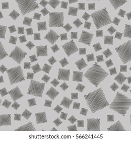 Abstract modern pattern with hatched squares. Modern grunge background. Vintage ornament for decoration, interior design, packaging, exquisite design. Vector illustration