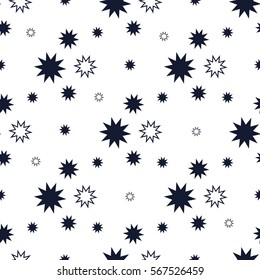 Abstract modern pattern with white and blue stars of seamless pattern.