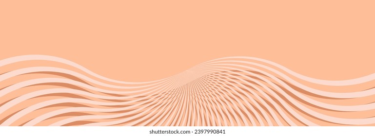 Abstract modern Peach Fuzz color of the year 2024 background with rays. Luxury long backdrop. Geometric art digital screen. Poster, banner. wallpaper. Presentation card. Copy space. Cover design. Ads