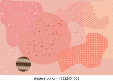 Abstract modern pink background poster with patterns.  Colorful Memphis flat geometric shapes background