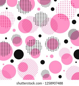 Abstract modern pink, black dots pattern with lines diagonally on white background. Vector illustration