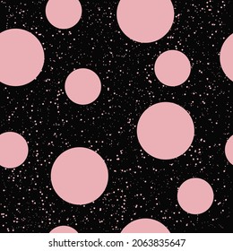Resumen del patrón moderno de puntos rosados sobre fondo negro. Ilustración del vector