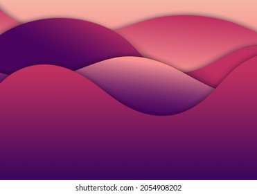 Abstract modern pink and purple gradient color wave shape paper cut style background and texture. Vector illustration