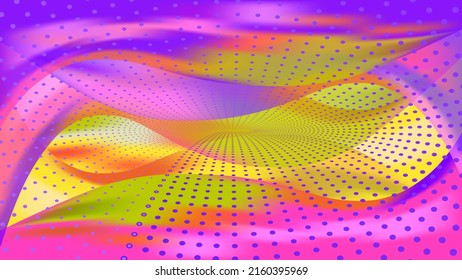 Abstract modern pink yellow violet color background. Pastel soft waves. Purple polka dots. Luxury backdrop. Geometric digital innovation wallpaper. Device, smartphone, phone screen. Cover design. Card