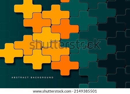 Abstract modern plus sign dimension background. Plus or cross symbol vector texture design with shadow. Futuristic geometric shape elements. Minimal graphic. Vector illustration