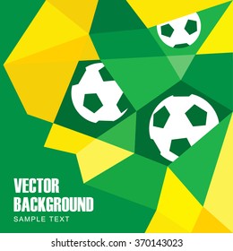 Abstract modern polygon background in Brazilian flag and football design, vector illustration