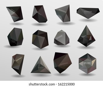 Abstract modern  polygonal bubble, label website header or banner vector set for website, info-graphics