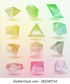 Abstract modern polygonal bubble, label website header or banner set for website, info-graphics