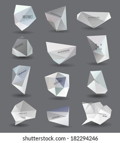 Abstract modern polygonal bubble, label website header or banner  set for website, info-graphics