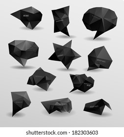 Abstract modern polygonal bubble, label website header or banner  set for website, info-graphics
