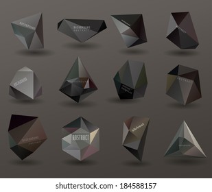 Abstract modern polygonal bubble, label website header or banner  set for website, info-graphics
