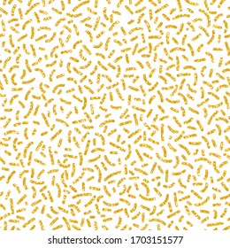 Abstract modern pop art vector seamless pattern with gold forms in trendy memphis 80s-90s style made of glitter on white backgroun
