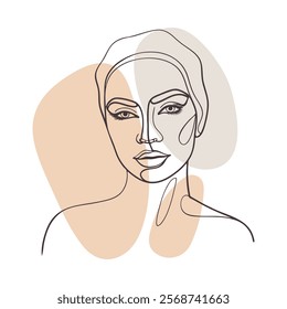 Abstract modern portrait of a beautiful young woman. Line art. Poster. Hand drawn illustration.