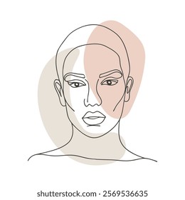 Abstract modern portrait of a beautiful young woman. Line art. Poster. Hand drawn illustration.