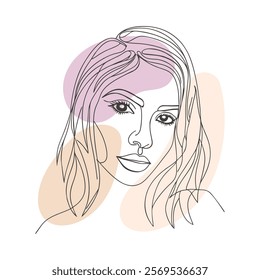 Abstract modern portrait of a beautiful young woman. Line art. Poster. Hand drawn illustration.