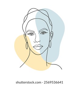 Abstract modern portrait of a beautiful young woman. Line art. Poster. Hand drawn illustration.