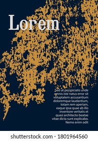 Abstract modern poster with dark blue background and hand drawn ocher coal texture. designed for posters, flyers, banners, packing,cards