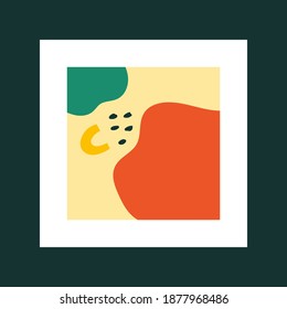 Afiche moderno abstracto. Ilustración de vectores dibujada a mano. Varias Formas. Estilo de mediados de siglo. Un concepto elegante de Boho. Patrón cuadrado. Diseño contemporáneo. Plantilla de fondo o de impresión