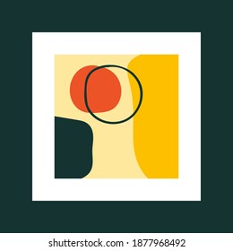 Abstract modern Poster. Hand drawn Vector illustration. Various Shapes. Mid century style. Boho elegant concept. Square Pattern. Contemporary design. Background or print template