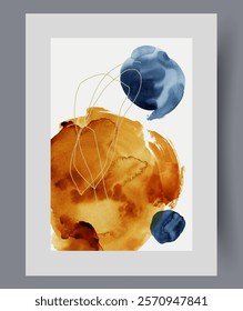 Abstract modern poster with multi-colored spots randomly located on poster to create stylish interior design. Creative artwork with asymmetrical pattern for exhibition of art gallery contemporary art