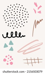 Resumen de póster moderno, portada de cuaderno. Vector dibujado a mano. Estilo Doodle.