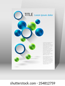 abstract modern poster template with blue and green spheres