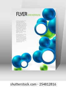 abstract modern poster template with blue and green spheres
