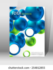 abstract modern poster template with blue and green spheres