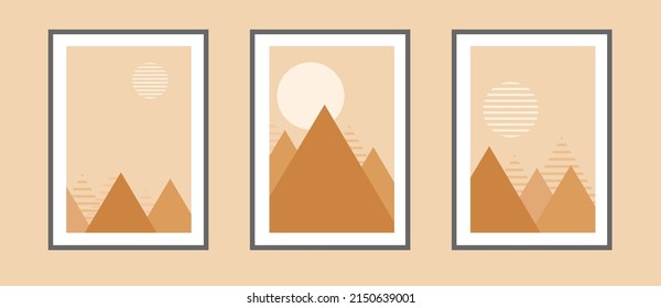 Resumen Colección de afiches modernos con forma de geometría, línea, onda. Arte mural moderno de moda. Ilustración vectorial editable.
